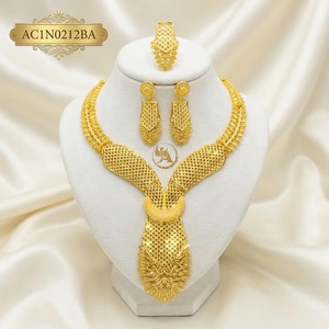 African Classic Women's Vintage Filigree Gold Plated <b>Statement</b> <b>Necklace</b> Set – Bridal Party Jewelry for Wedding Anniversary - Product Image 1