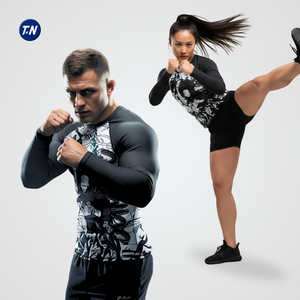 Rashguard de haute qualité pour hommes adultes, anti-UV, anti-bactérien, polyester 220g, pour BJJ, MMA, surf, sports actifs, UPF50+, séchage rapide - Product Image 6