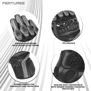 Gants de motocross à protection haute performance avec protection des phalanges |   Cuir de vachette respirant enduit de polyuréthane |   Anti-abrasion - Product Image 3