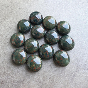 Cabujón Redondo de Bloodstone con Reverso Plano, Gema Natural Calibrada Verde y Roja para Anillo, Disponible en Todos los Tamaños, Venta al por Mayor - Product Image 5