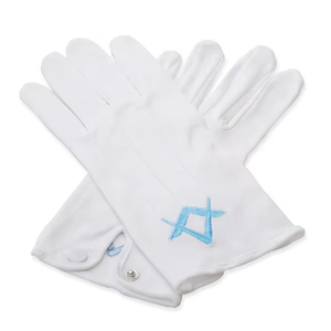 Gants blancs de franc-maçon personnalisés brodés, en coton, de haute qualité, avec logo Royal Arch, gants maçonniques blancs - Product Image 1