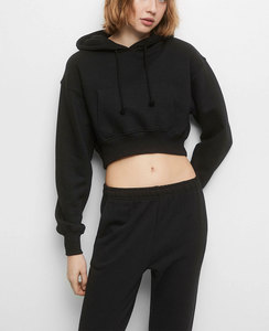 Conjunto de pantalones de chándal y sudadera recortada de alta calidad para mujer, chándales de maternidad de dos piezas con estampado de soplo personalizado - Product Image 3