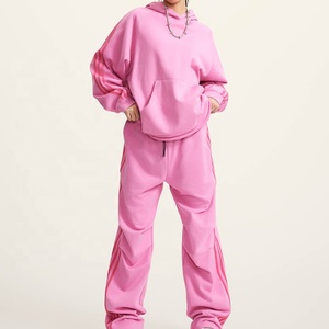 High Quality Vendor Wholesale Drawstring Hoodie Flared <b>Pants</b> Set Customize Casual Solid Logo Red Sweat Suits Women Tracksuit - Product Image 1