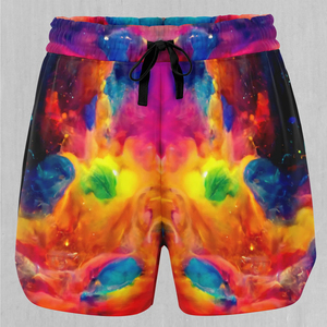 Shorts taille haute pour femmes, effet ventre plat, impression par sublimation personnalisée, respirant, séchage rapide, fermeture à cordon, OEM/ODM - Product Image 5
