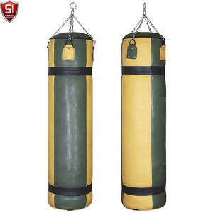 Sac de frappe lourd en cuir SUMROOS avec double sangle, hauteur réglable, base en caoutchouc, rempli de sable 25KG pour entraînement de boxe - Product Image 1