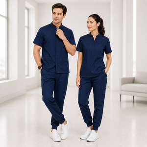 Ensemble de blouses médicales souples unisexe à col en V, extensibles, respirantes, anti-bouloches, uniforme d'hôpital pour médecins et infirmières - Product Image 1