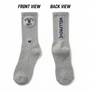 Chaussettes de sport en coton premium marron 320 GSM, avec bande de compression côtelée, badge tissé, logo personnalisé, séchage rapide, pour homme - Product Image 3