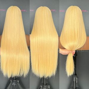 Perruque prêt-à-porter en cheveux humains vietnamiens super doublement étirés sans colle pré-plumés style droit taille complète pour perruque complète en dentelle suisse - Product Image 1