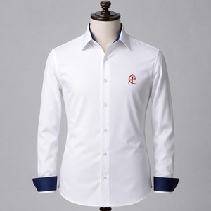 เสื้อเชิ้ตเดรสแขนยาวผู้ชายแบบสั่งตัด เสื้อผ้าทางการ เสื้อเชิ้ตเดรสแขนยาวผู้ชาย ผ้าเนื้อบางเบา ระบายอากาศได้ดี กระดุมแบบคลาสสิก - Product Image 1