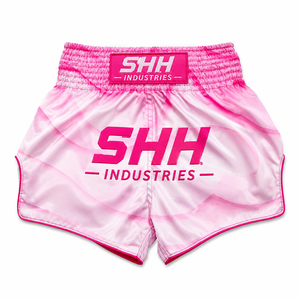 Shorts de Muay Thai personnalisés SHH en satin rose pour hommes, shorts de boxe et de kickboxing, vêtements d'entraînement d'arts martiaux avec logo personnalisé - Product Image 1