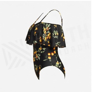 Ensemble de yoga 2 pièces imprimé papillon bleu avec finition dorée, body à col en V profond et jupe portefeuille longueur genou - Product Image 3