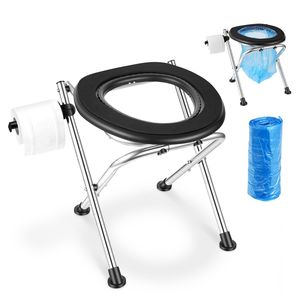 Portable Stainless Steel Camp Travel Toilet with Soft Seat 350 Lbs Weight Capacity for Adults and for <b>Camping</b> - Product Image 1