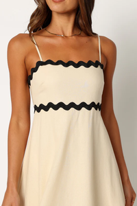 Robe longue bohème en coton crème pour femme, sans bretelles, avec bordure en ruban, décontractée, pour l'été et la plage - Product Image 5