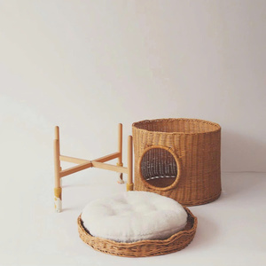 Lit de couchage chic fait main pour petits chiens et chats d'intérieur, panier pour animaux de compagnie en rotin moderne en provenance du Vietnam - Product Image 3