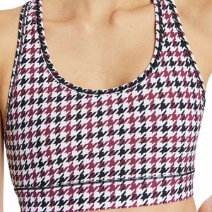 Women Sports Bra Houndstooth Pattern Racerback Wire Free Quick Dry Polyester Spandex Breathable Athletic Top - Product Image 6