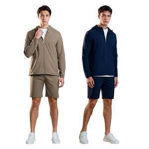 Gingtto Active <b>Jacket</b> Hooded With Short Track Suit Custom Logo Casual Tech Windbreaker Set - Product Image 1