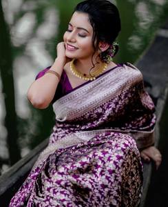 Sari en soie douce Banarasi PinkCityBlocks, très demandé, pour mariages et festivals, tenue traditionnelle indienne avec tissage Zari en cuivre - Product Image 4