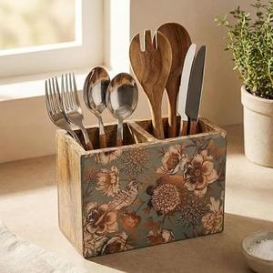 Cesta de Servicio de Madera de Mango de Diseño Moderno y Ecológico, Personalizada por Fabricante Indio, para Cubiertos y Vajilla - Product Image 3