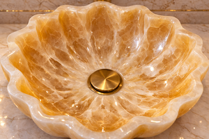 Lavabo de Ónix de Lujo, Lavabo de Baño de Piedra Natural, Lavabo de Ónix Hecho a Mano, Lavabo de Diseño para Baño, Lavabo de Piedra de Lujo - Product Image 4