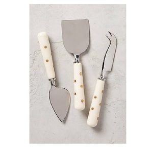 Premium Quality Pearl White with Gold Spots Resin Handle Silver <b>Cheese</b> <b>Set</b> Stainless Steel Handmade <b>Cheese</b> Knife <b>Set</b> for Home - Product Image 1