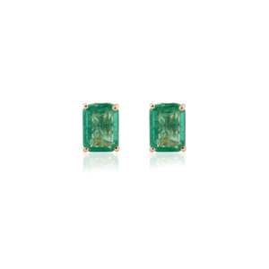 3 Carat <b>Emerald</b> Solitaire <b>Stud</b> <b>Earrings</b> in 18K White Gold for Party - Product Image 3