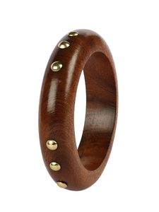Wholesale Handcrafted Sheesham Wooden Bangle with Brass Studs Inlay Indian <b>Boho</b> Ethnic Solid Wood Cuff <b>Bracelet</b> for Women Gift - Product Image 2