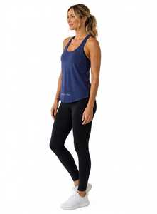 ONETEN <b>Women's</b> <b>Navy</b> Blue Scoop Neck <b>Tank</b> <b>Top</b> Curved Hem Solid Sporty Regular Length Camisole - Product Image 2
