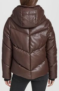 Streetwear <b>Womens</b> Cropped Leather Puffer Jacket Oversized Stand Collar <b>Padded</b> Outerwear - Product Image 4