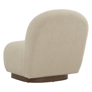 Sillón Moderno de Tela Suave en Color Beige Marrón con Patas de Madera de Caucho Nogal, Sillón de Estilo Mid-Century para Área de Lectura - Product Image 4