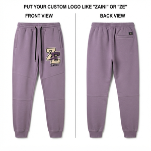 Men Jogger Pant 320 GSM Twill Premium Lavender Cut Sew Knee <b>Panels</b> Custom Logo Casual Sweatpants - Product Image 1