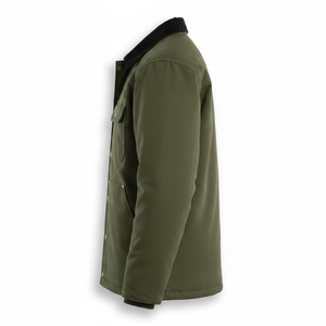Chaqueta Verde Utilitaria con Cierre de Botones y Cremallera, Corte Regular, Color Sólido, para Otoño - Product Image 4
