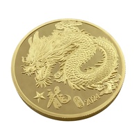 Vente en gros effet miroir dragon du zodiaque chinois or chrome pièce souvenir