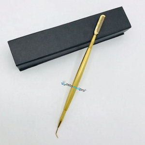 Outil de rehaussement de cils en acier inoxydable plaqué or, outil de rehaussement et de séparation des cils avec peigne - Product Image 1