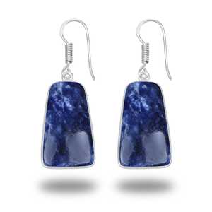 Pendientes Colgantes de Sodalita Religiosa de Alta Calidad, Bonitos y a la Moda, con Piedras Preciosas Naturales, Diseño de Plata Plateada, Duraderos, Regalo para Fiestas - Product Image 2