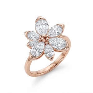 Bague Rizta Jewel en or rose massif 14 carats avec diamant de laboratoire taille brillant rond 3,40 ct, unisexe, pour soirée - Product Image 5