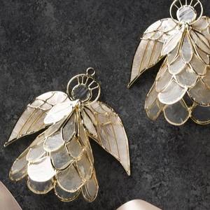 Juego de 3 Adornos Navideños de Ángel Dorado, Estilo Concha de Capiz, Adornos Colgantes para Árbol con Alas de Ángel, Decoración Elegante para el Hogar en Navidad - Product Image 6