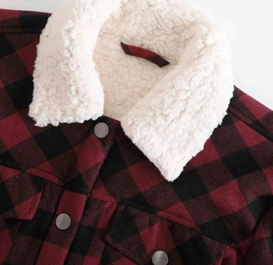 Veste d'hiver unisexe en toile OEM, coupe slim, col montant, à capuche, style streetwear, avec motif écossais rouge, revers épais, design décontracté - Product Image 4