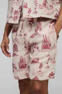 Pantalones Cortos Bermuda de Algodón con Estampado Toile para Hombre, con Cintura Elástica y Bolsillos, Estilo Casual, Personalizados - Product Image 2