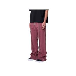 Jean en coton marron coupe droite pour homme, taille mi-haute, coupe ample, décontracté, pour l'automne, avec fermetures éclair, couleur unie, style denim tissé - Product Image 3