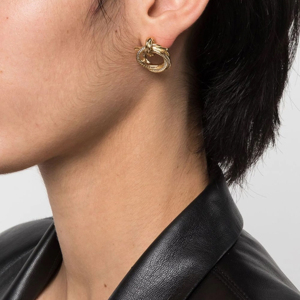 Geometric Diamond Stud <b>Earrings</b> 18K Gold Plated Channel Setting Luxury Women Clipon Everyday Wear - Product Image 3
