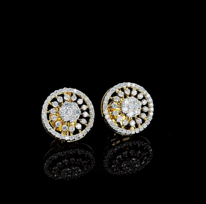 Luxury Round Halo Lab Grown <b>Diamond</b> Stud Earrings in Gold Classic Floral Cluster Fine Jewelry - Product Image 4