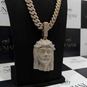 Colliers pendentifs unisexes en moissanite créée en laboratoire certifiée IGI, plaqué or VVS, personnalisés, style Jésus, tendance Hip Hop, pour soirée - Product Image 3