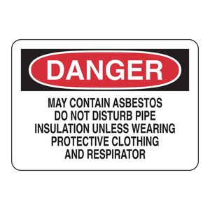 Panneau d'avertissement Brady Asbestos 7x10 po – Avertissement sur les vêtements de protection pour l'isolation des tuyaux - Product Image 3