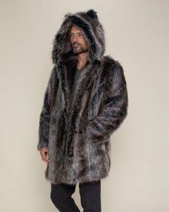 New Luxury Eco-friendly <b>Fox</b> Wool Blends Fish Leather Long Autumn Winter Thick Overcoat Men High-end Breathable Blazer Stand - Product Image 4
