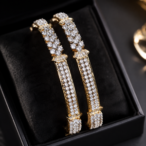 LISAJEWELLERS Elegant 22K <b>Solid</b> <b>Gold</b> CZ Certified Hallmarked <b>Bangle</b> Bracelet Set Kada Wedding Jewelry Women Link Bracelets - Product Image 5