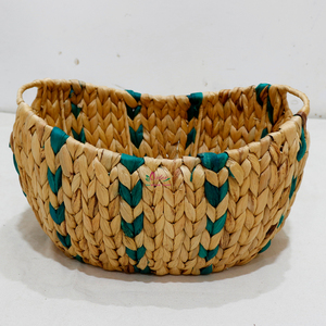 Handwoven Natural Water Hyacinth Storage <b>Basket</b> Decorative Oval Home Organizer with Handles - Product Image 6