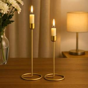Support de Bougie en Métal Doré de Luxe, Porte-Bougie Moderne Décoratif en Fer, Centre de Table Élégant pour Bougies et Pots à Bougies à Domicile - Product Image 2