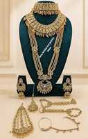 Set Perhiasan Pernikahan Etnik Pengantin Berkualitas Tinggi Baru, Kalung dan Anting Berlapis Rhodium Emas dengan Zirkon Hijau, Desain Terbaru Ketiga