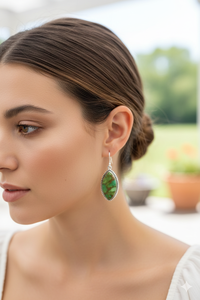 <b>Green</b> Copper Turquoise 925 Sterling Silver Dangle <b>Earrings</b> Rose Gold Yellow Gold Plated Handmade Boho Vintage Jewelry Gift Women - Product Image 2