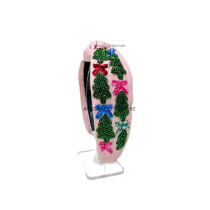 Handmade Custom Seed <b>Beaded</b> Knotted Christmas <b>Headband</b> Customizable Elegant <b>Beaded</b> Hair Accessory Personalized Holiday <b>Headband</b> - Product Image 1